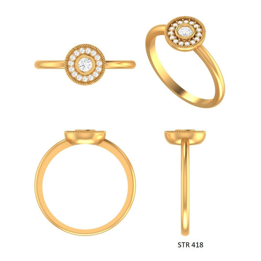 14K Gold Lab Diamond Bezel Diamond Halo Circular Ring