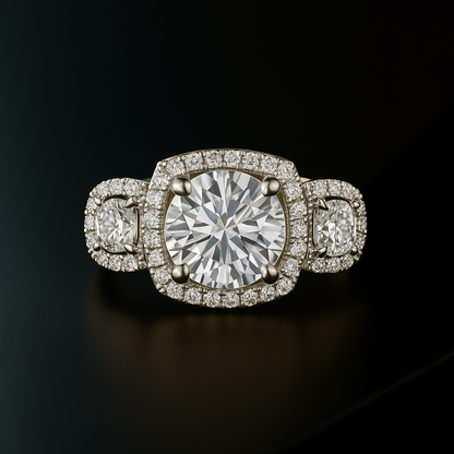Brilliant Round Cut Three Stone Moissanite Engagement Ring
