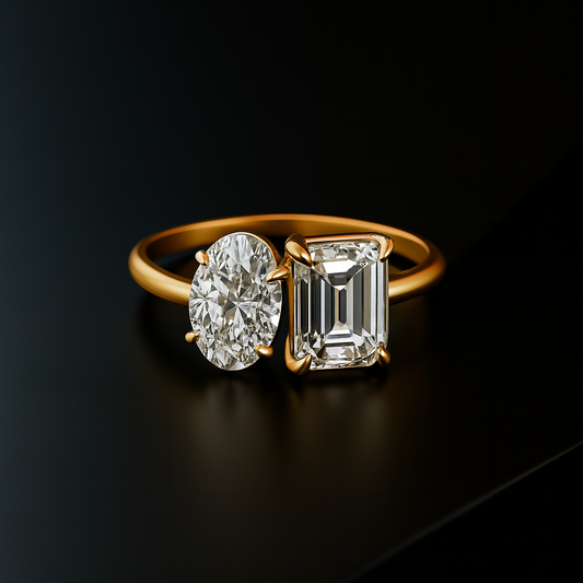 14K Solid Gold IGI Certified Lab Grown Diamond Toi Et Moi Engagement Ring
