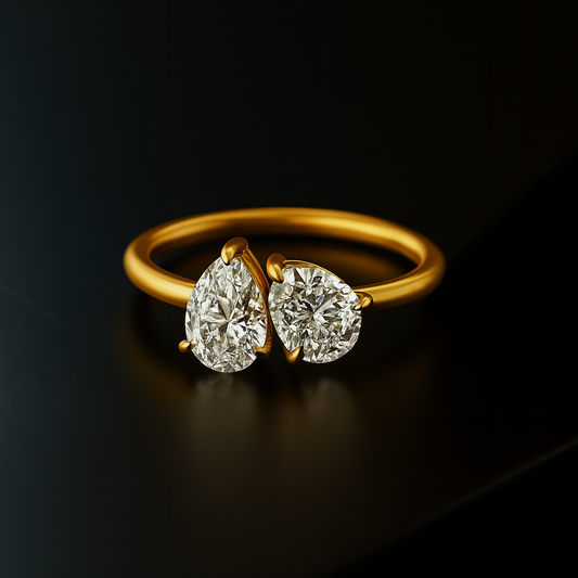 Toi Et Moi Two Stone IGI Certified Pear Cut Lab Grown Diamond Engagement Ring