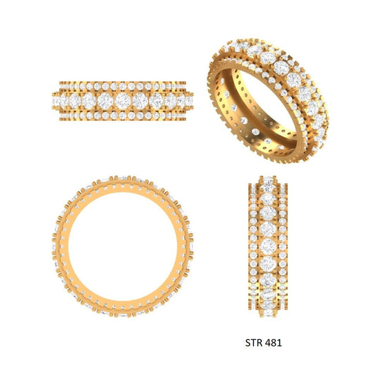14K Solid Gold Diamond Eternity Royal Wedding Band