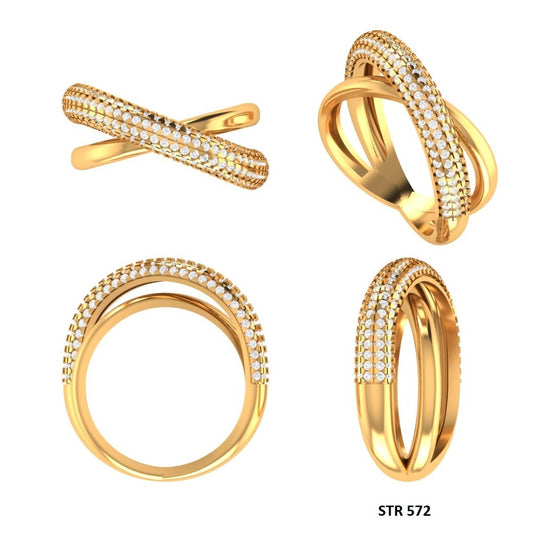 Cris Cross Overlap Solid Gold Wedding Band Ring