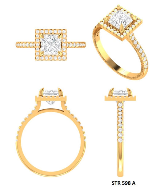 1 Ct Princess Cut Lab Diamond Halo Engagement Ring