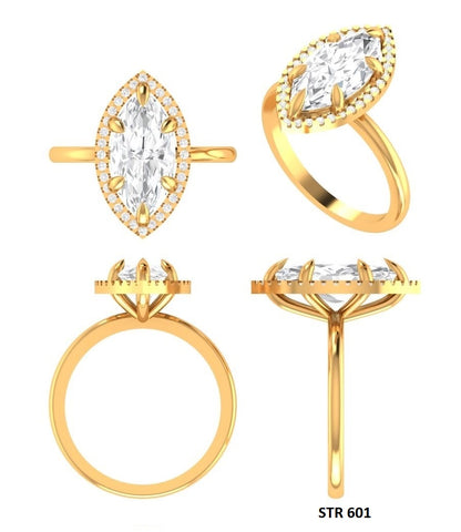 IGI Certified Marquise Cut Lab Diamond Halo Engagement Ring