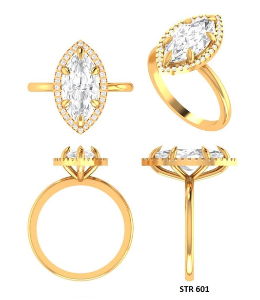 IGI Certified Marquise Cut Lab Diamond Halo Engagement Ring