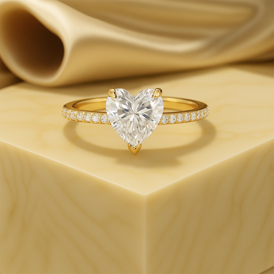 IGI Certified 1.0 - 2.0 Ct Heart Cut Hidden Halo Lab Grown Ring