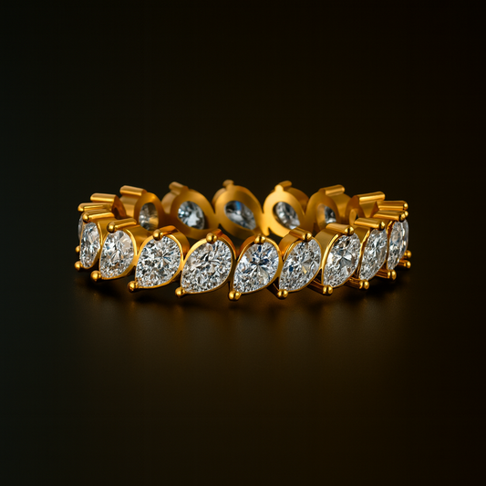 Colorless Pear Cut Moissanite Full Eternity Wedding Band