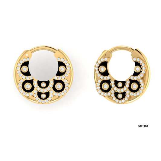 Micro Set Natural Diamond Septum Clicker Piercing with Black Enamel