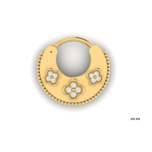Natural Diamond Solid Gold Septum Clicker Piercing