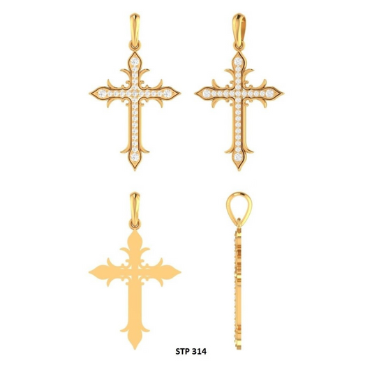 10K Solid Gold CVD Diamond Cross Pendant