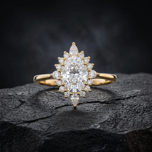 14K  Gold 1.00 Ct IGI Certified Oval Cut Lab Diamond Engagement Ring