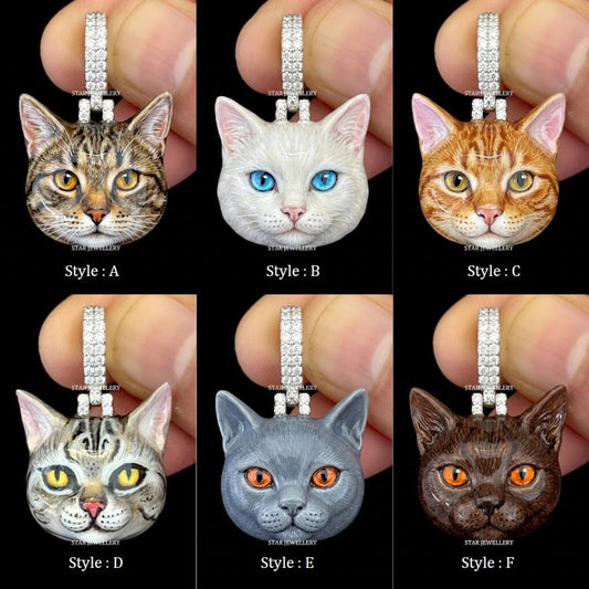 3D Enamel CAT Pendant for Gift, 925 Sterling Silver Cat Pendant