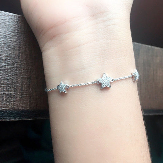 Natural Diamond Solid Gold STAR Bracelet
