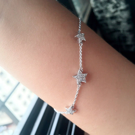 Natural Diamond Solid Gold STAR Bracelet