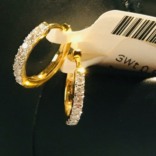 Natural Diamond Huggie Hoop Earrings