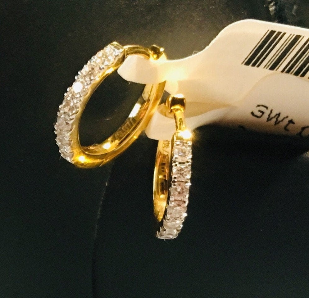Natural Diamond Huggie Hoop Earrings