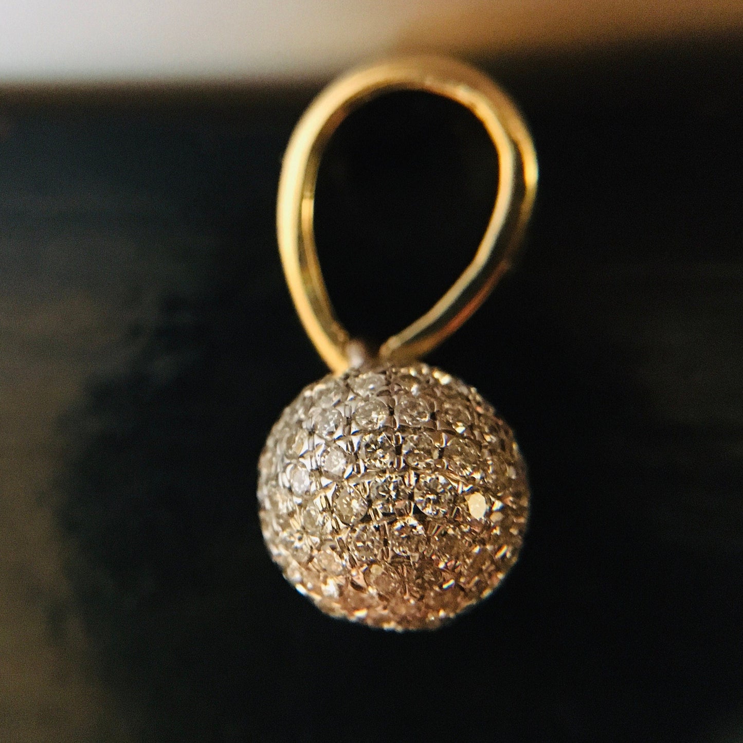 Pave Natrual Diamond Ball Pendant
