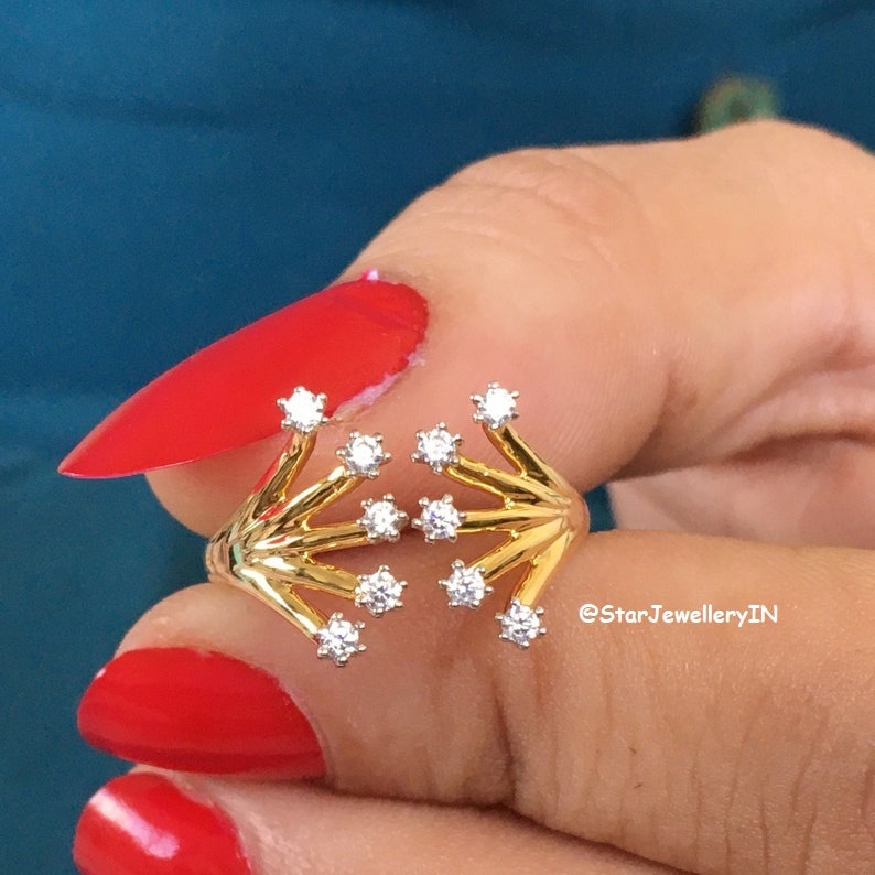 14K Gold Open Natural Diamond Ring