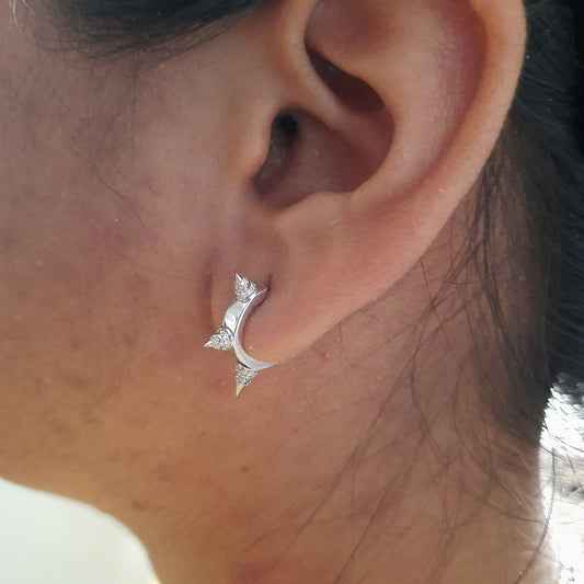 Natural Diamond Spike Hoop Earrings