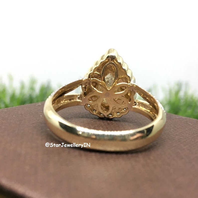 2.00 CT Pear Cut Fancy Light Yellow Moissanite Ring
