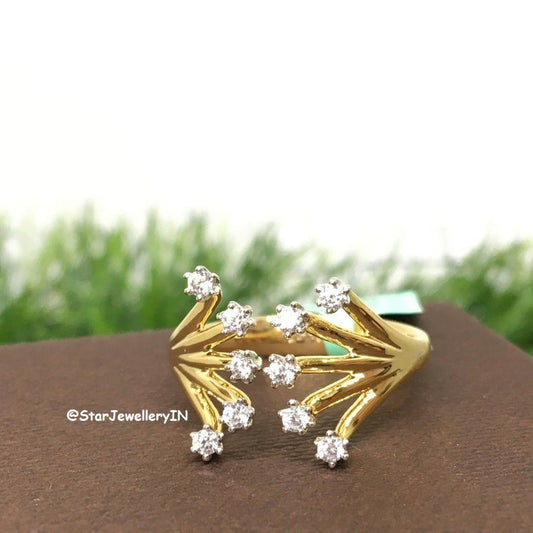 14K Gold Open Natural Diamond Ring