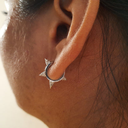Natural Diamond Spike Hoop Earrings