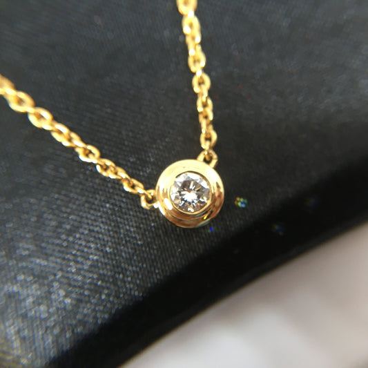 Bezel Setting Solitaire Minimalist Necklace