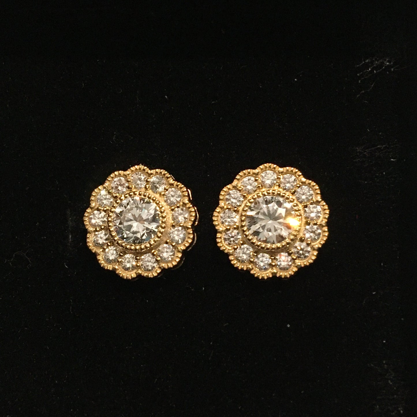 Huge Diamond Cluster Gold Earring