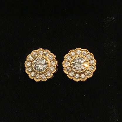 Huge Diamond Cluster Gold Earring