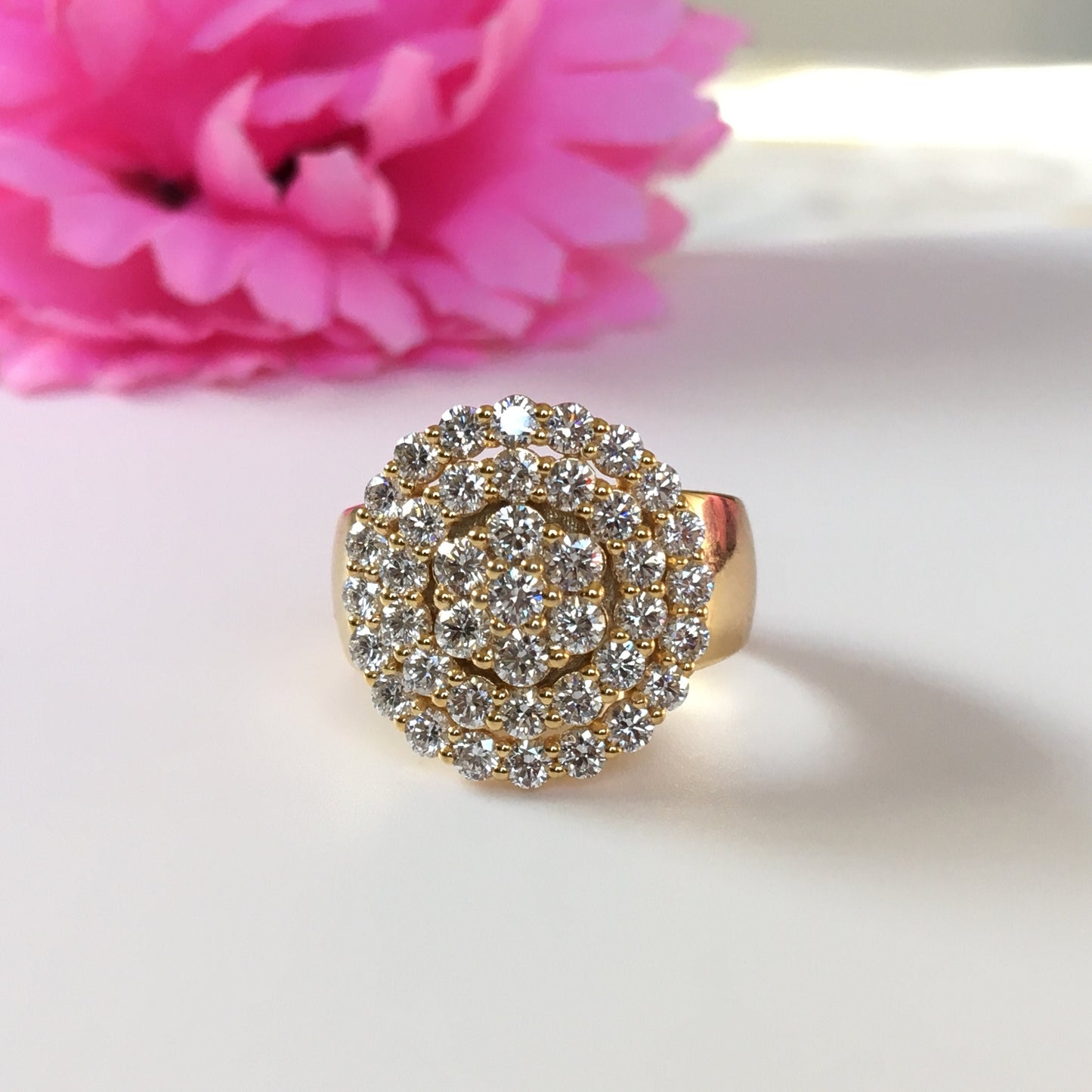 2.0 CT Colorless Moissanite Cluster Diamond Ring