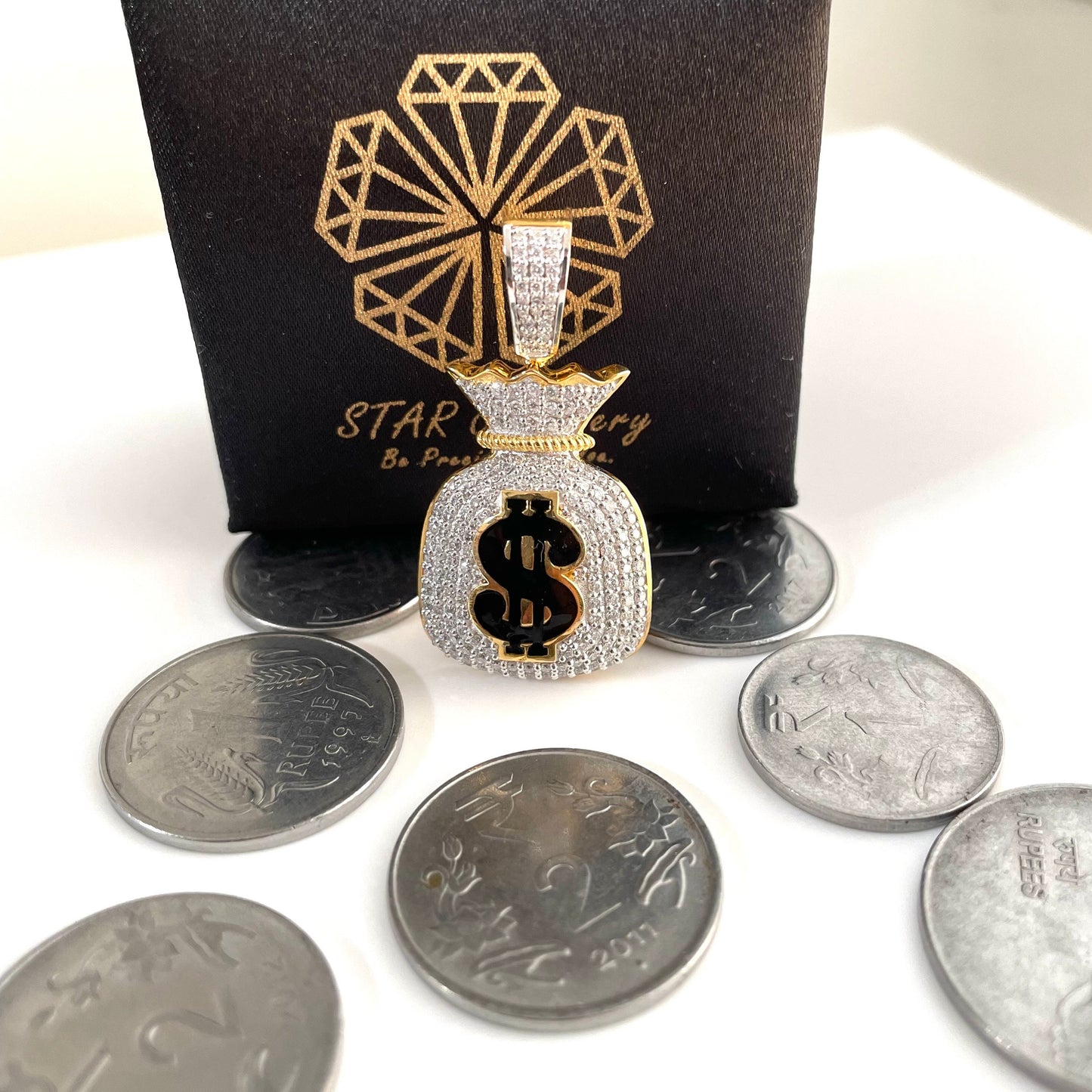 Custom Moissanite Money Bag Pendant