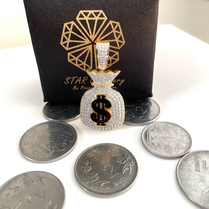 Custom Moissanite Money Bag Pendant