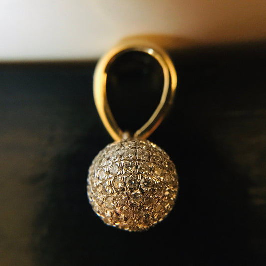 Pave Natrual Diamond Ball Pendant