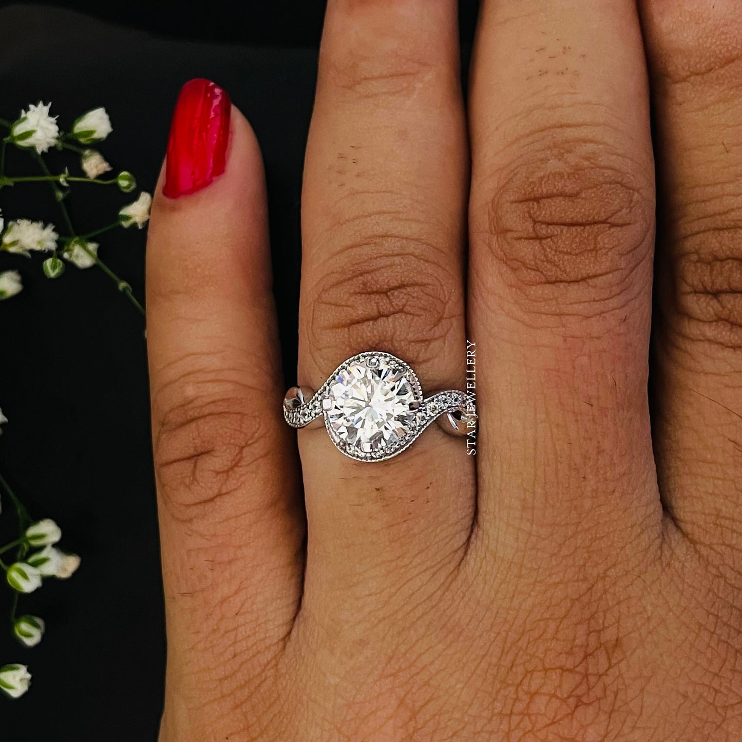 2.00 Ct Brilliant Round Cut CVD Diamond Solitaire Twist Engagement Ring