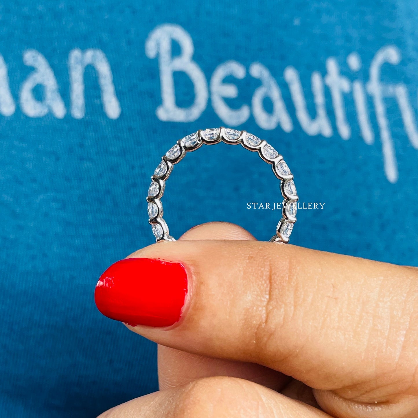Colorless Brilliant Round Cut Moissanite Eternity Wedding Band