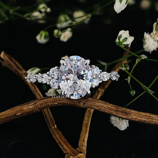 2.00 Ct Colorless Oval Cut Moissanite Wedding Proposal Ring