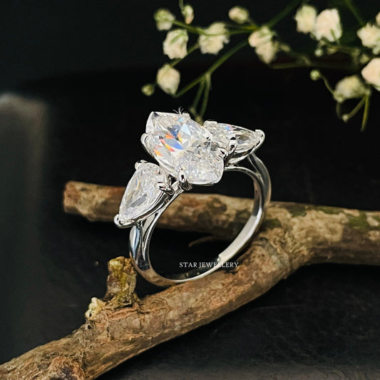 2.00 Ct Colorless Marquise Cut Moissanite Engagement Ring