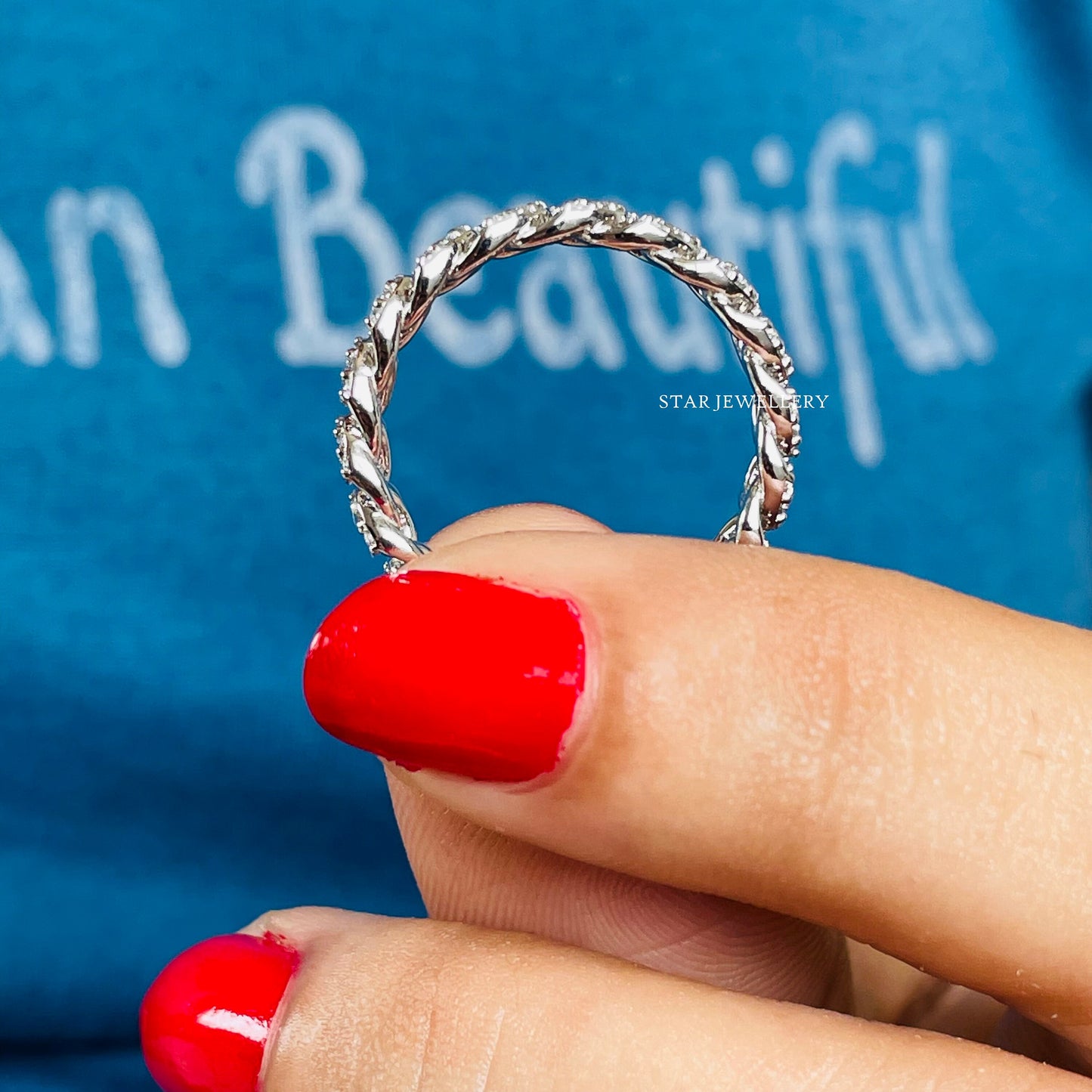 Moissanite Cuban Link Ring