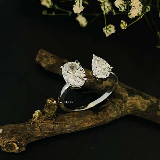 Adjustable Toi Et Moi Moissanite Engagement Ring for her