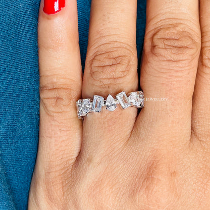 Multi Shape Brilliant Cut Moissanite Eternity Ring