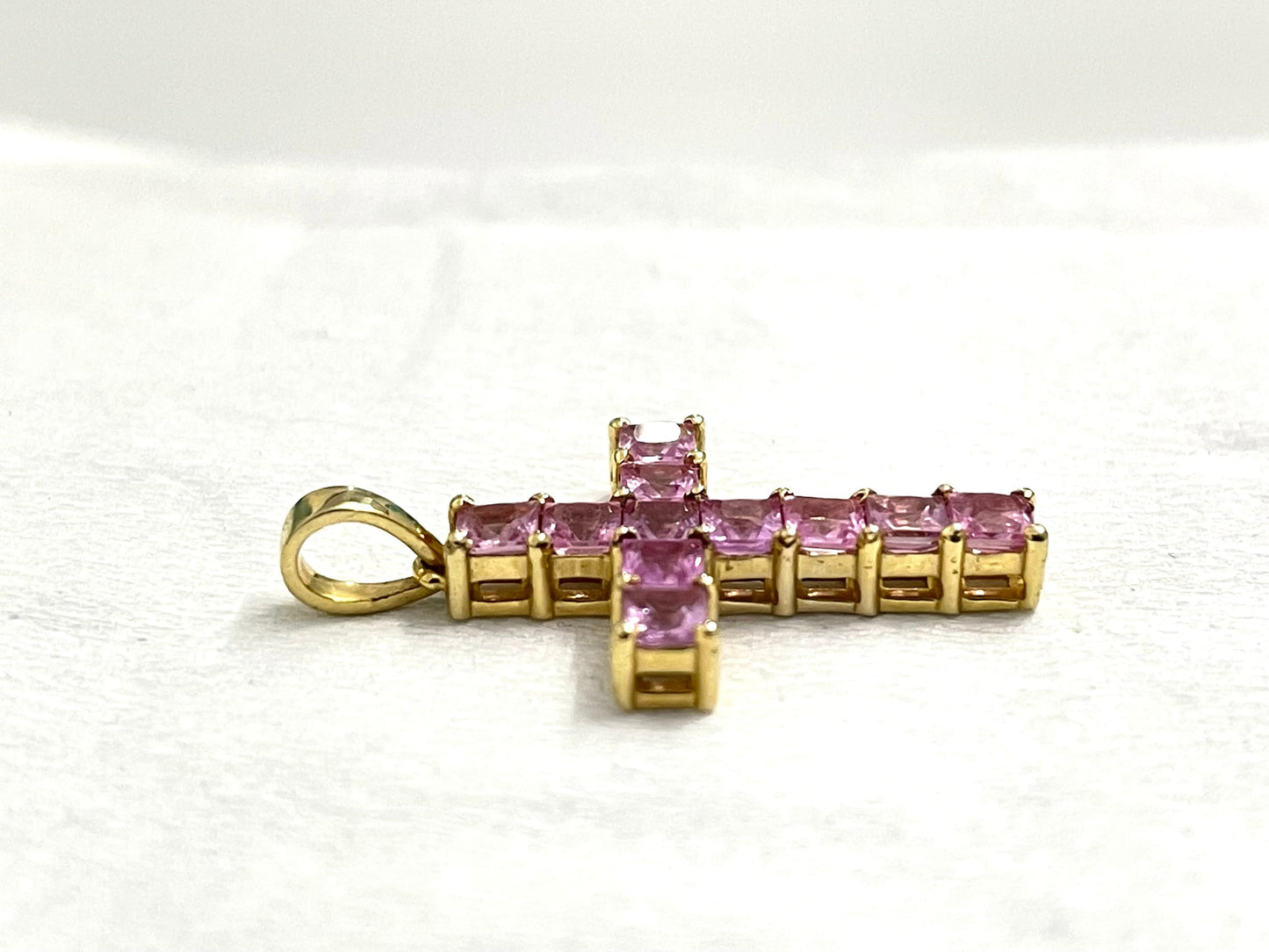 Colorless Princess Cut Moissanite Diamond Cross Pendant