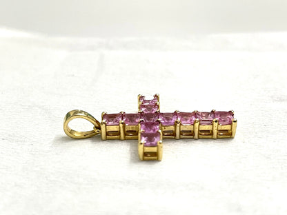 Colorless Princess Cut Moissanite Diamond Cross Pendant