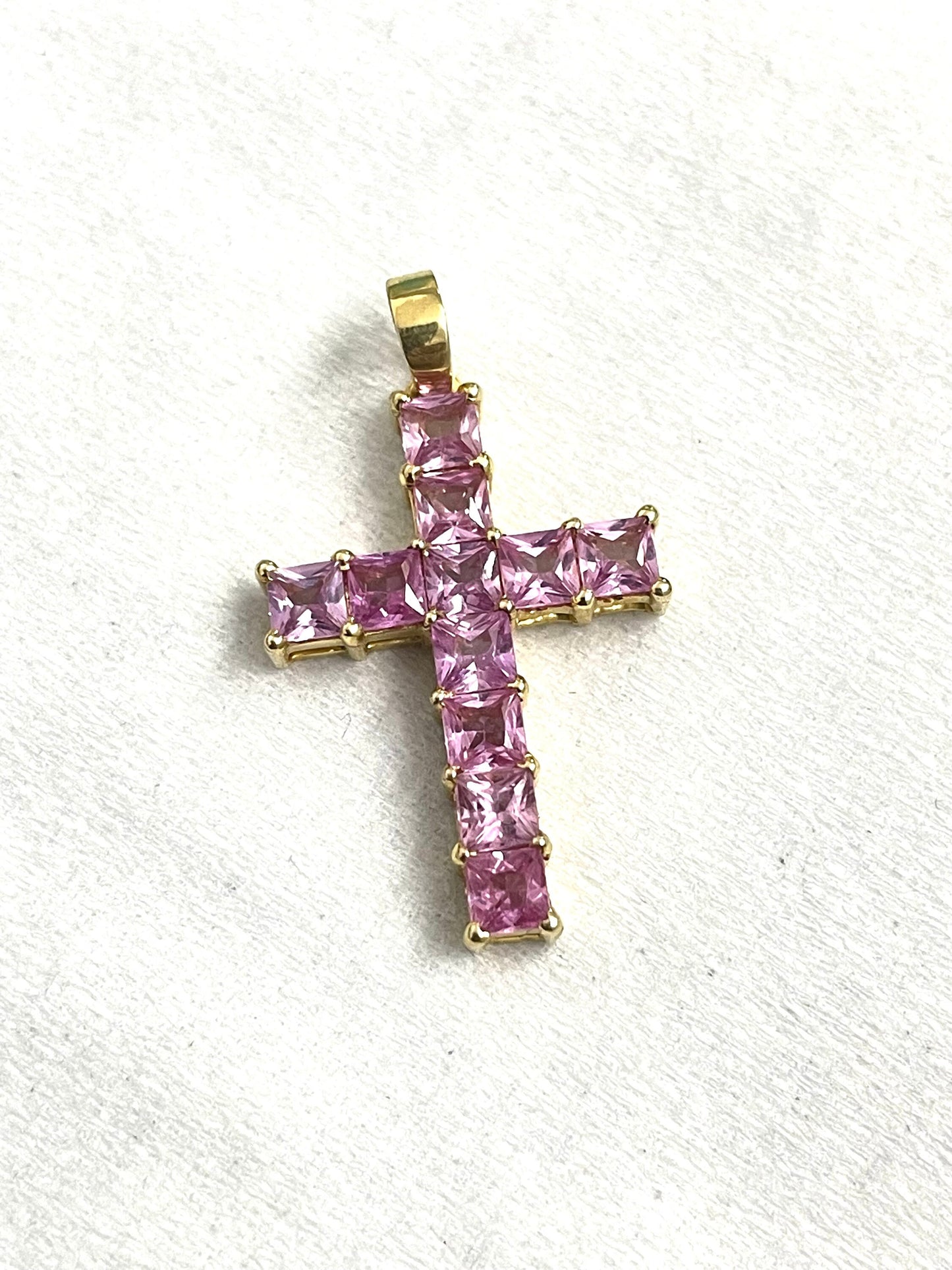 Colorless Princess Cut Moissanite Diamond Cross Pendant