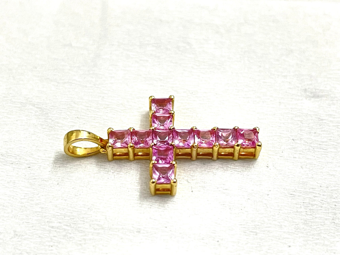 Colorless Princess Cut Moissanite Diamond Cross Pendant