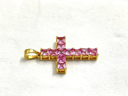 Colorless Princess Cut Moissanite Diamond Cross Pendant