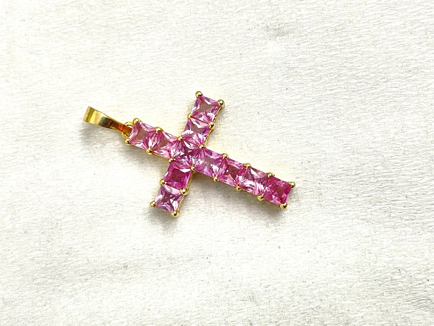 Colorless Princess Cut Moissanite Diamond Cross Pendant