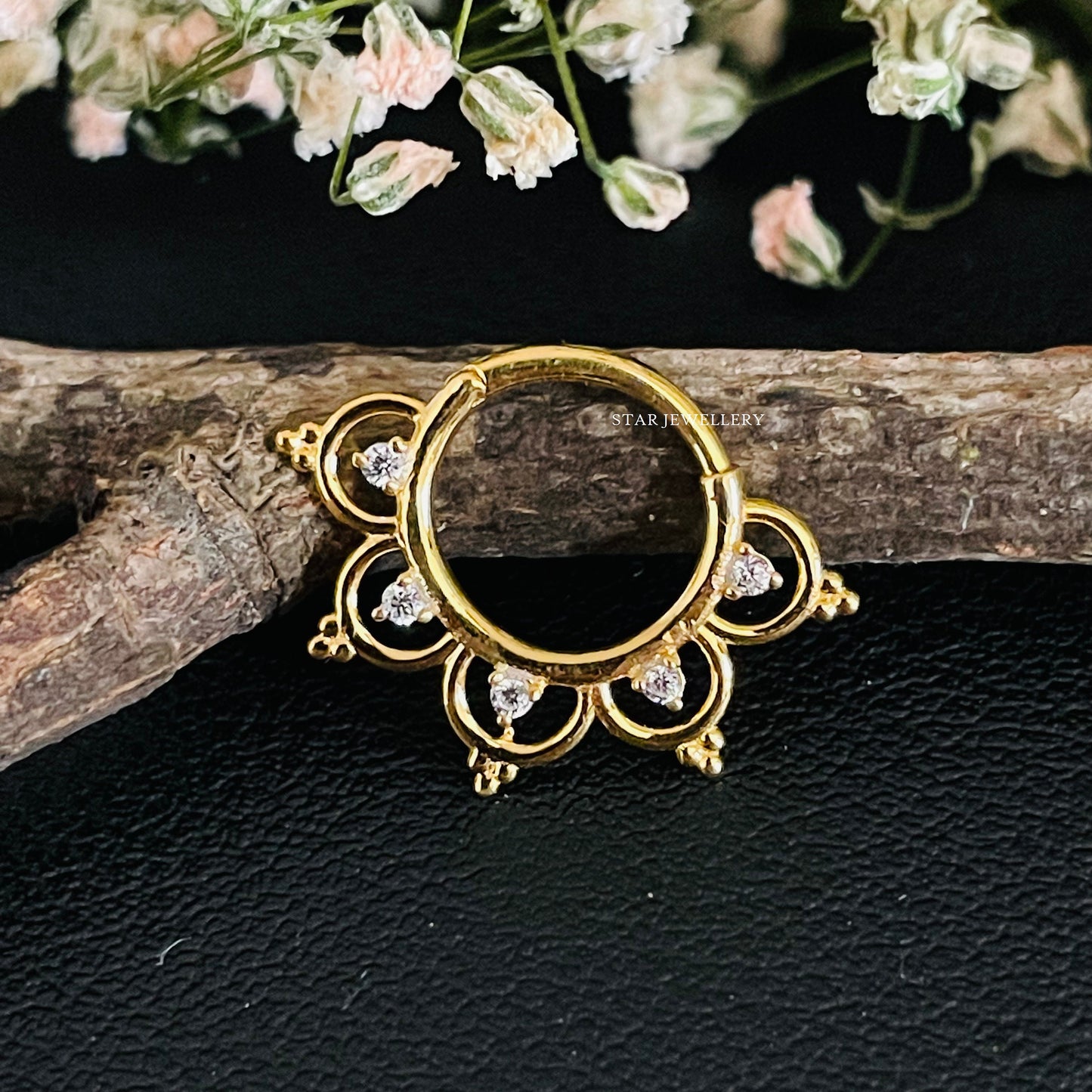 Diamond Septum Nose Ring in 14K Gold