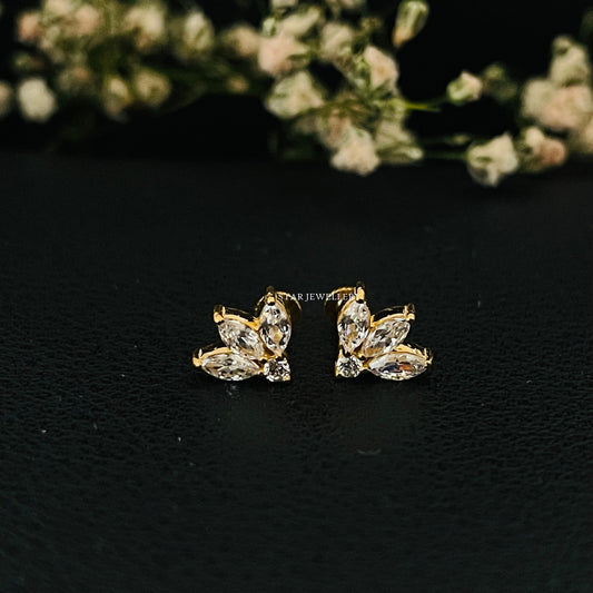 Natural Diamond Lotus Stud Ear Piercing