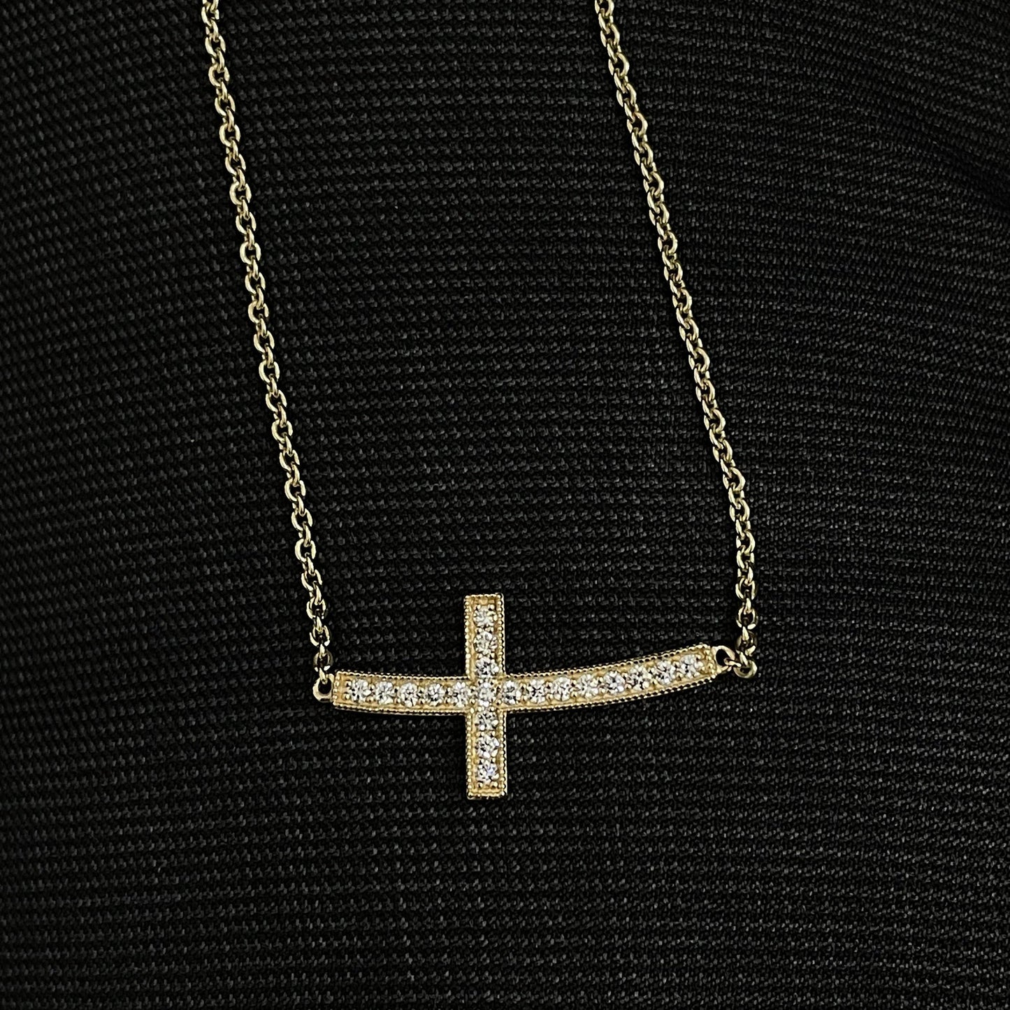 Horizontal Cross Diamond Necklace