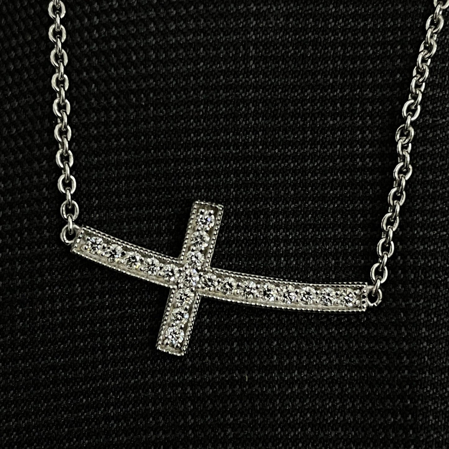 Horizontal Cross Diamond Necklace